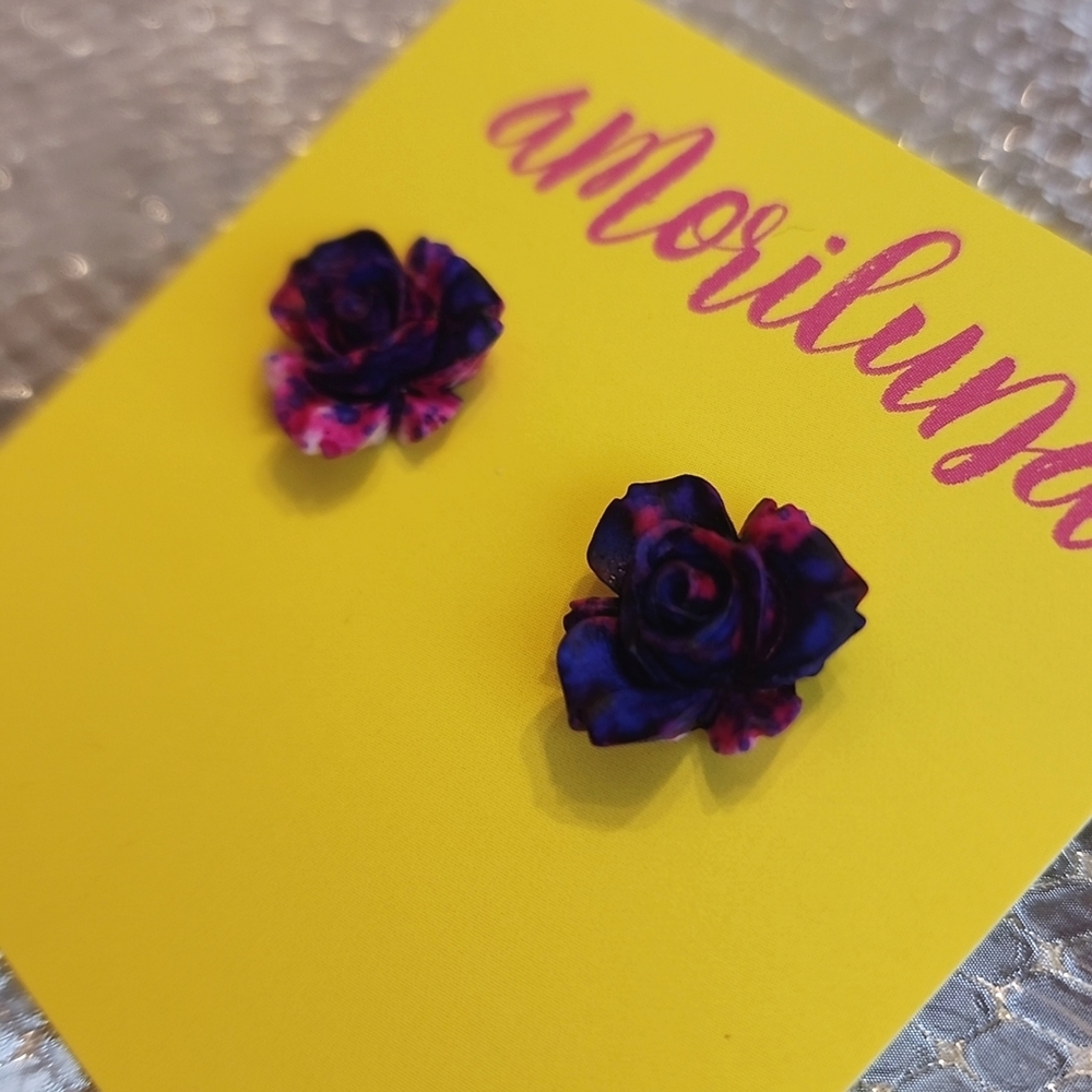 Watercolor rose PLASTIC post studs